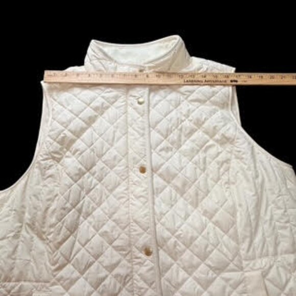 Talbots Quilted Vest Ivory White Fleece Lined Zip Snap Pockets Women’s Plus 2X - Picture 7 of 13